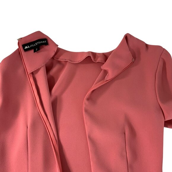 Jill Jill Stuart Ruffle Flounce Dress 2 Rosewood Mini Bell Sleeve - Picture 4 of 12